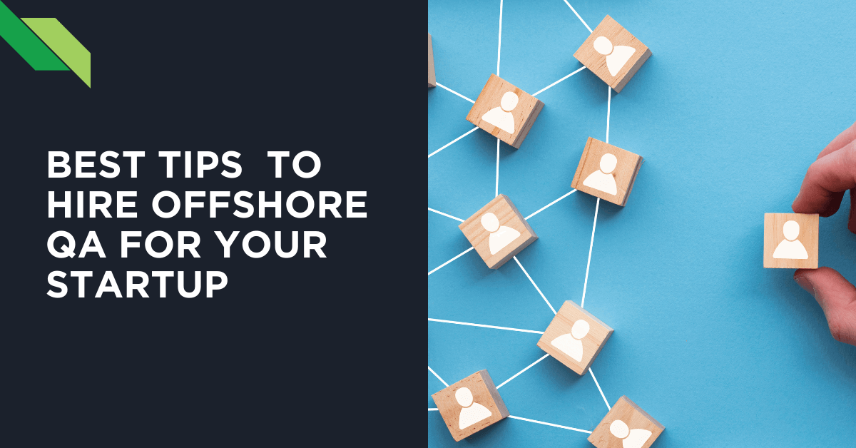 Hand connecting wooden blocks with personnel icons, symbolizing how to hire offshore QA for your startup.