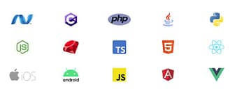 A group of different offshore development company logos on a white background.