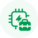 Green circle with a white recycling symbol in the center, reminiscent of how angular development outsourcing can renew and innovate your projects efficiently.