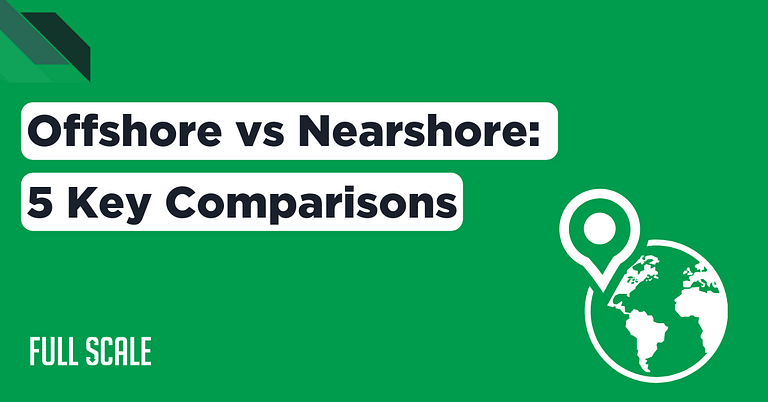 Infographic comparing offshore and nearshore options with five key points.