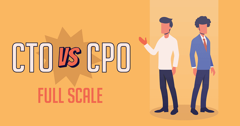 Two animated figures representing a CTO and a CPO are shown in a face-off style, with a "CTO vs CPO" full scale.