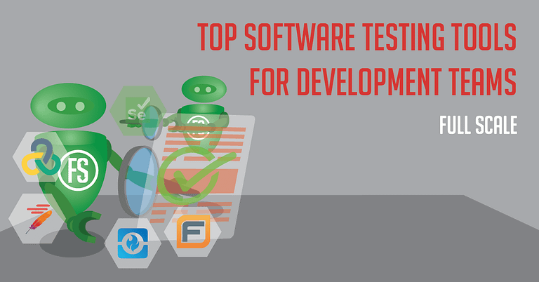 An infographic showcasing the top software testing tools for development teams, featuring stylized logos and icons representing these essential software testing tools.
