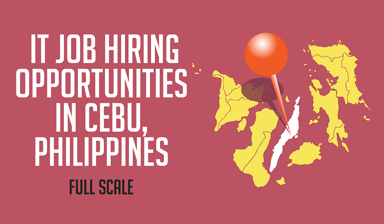 Advertisement for IT Job Hiring Opportunities in Cebu, Philippines, featuring a detailed map and a location pin.