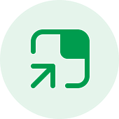 A green circle displaying a white upward arrow next to a rectangle perfectly symbolizes the growth-driven ethos of a full stack development agency.