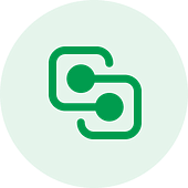 An abstract green shape on a white background, resembling a circular logo design, reflects the seamless integration of Ruby on Rails outsourcing services.