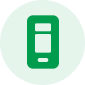 Green circle icon with a faint outline of a smartphone in the center, representing our cutting-edge QA services.