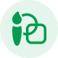 Green circle with a faint outline of a paintbrush and palette, symbolizing our premier UX/UI design services.
