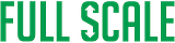 The words "FULL SCALE" in green capital letters, with up and down arrows inside the letters U and A.