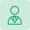 Simple green icon of a person wearing a tie on a rectangular background.