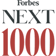 Forbes Next 1000 logo with "Forbes" in black, "NEXT" in large gray letters, and "1000" in bold red numbers.