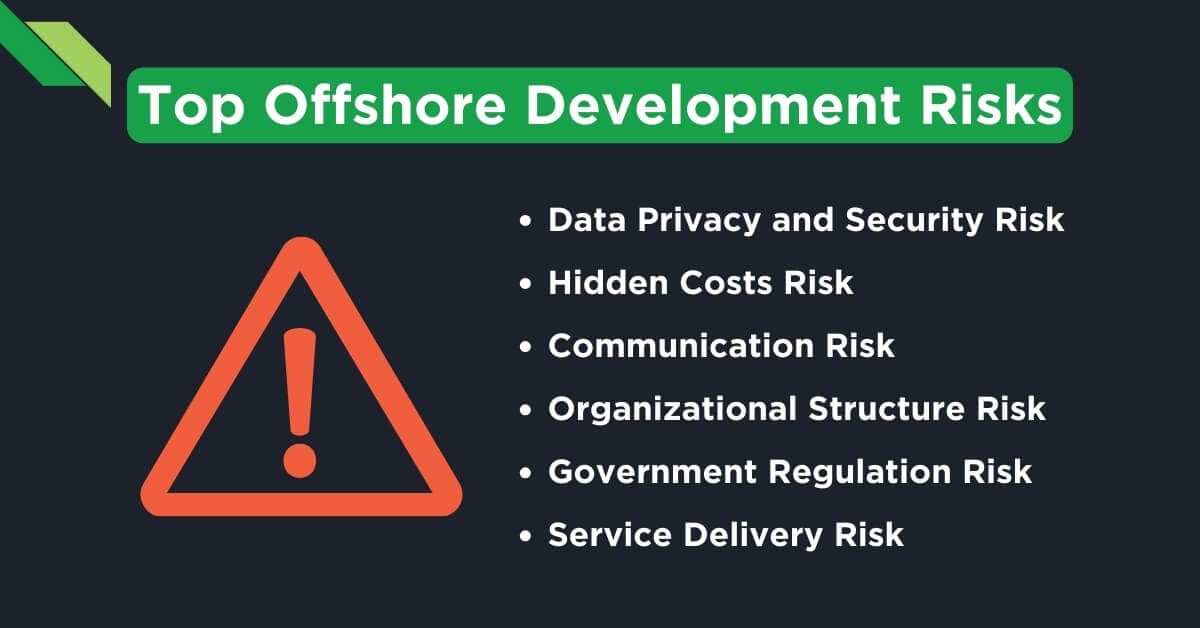 Infographic listing the top offshore development risks