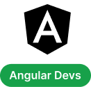 Green chat bubble icon with the text "Angular Devs" written in white.