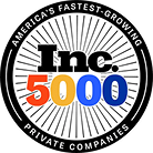 Inc. 5000 badge with "America's Fastest-Growing Private Companies" text in a circular design and "Inc. 5000" in black, orange, red, and blue at the center.