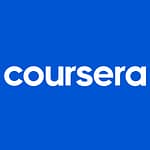 A blue background with the word "coursera" in bold white lowercase letters centered, highlighting resources for software developers.