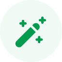 Green circle with a white wrench and screwdriver crossed diagonally in the center.