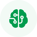 A green circle containing a white outline of a football (soccer) ball.