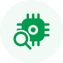 A green circle features a simplified white gear and wrench icon, commonly used to represent settings or tools, ideal for dedicated software development projects.