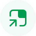 Green circle with a white icon of two people chatting, symbolizing efficient communication within a backend development company.