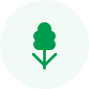 A green circle with a white map pin icon in the center.