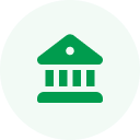 Green circle with a white upward arrow in the center.