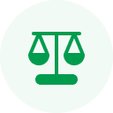 Green circle with two symmetrical triangles centered inside.