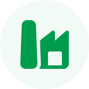 A green circle with a white lowercase "h" and "m" logo.