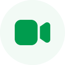 Green circle with a darker green video camera icon in the center.