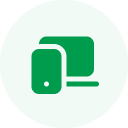 Green circle with an outline of a person and a smaller circle overlapping on the left side.