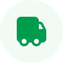 Green circle with a white truck icon in the center.