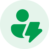 A green circle icon with the silhouette of a person and an arrow pointing to the right, symbolizing efficient qa outsourcing services.