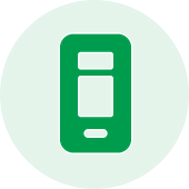 Green circle icon with a faint outline of a smartphone in the center, representing our cutting-edge QA services.