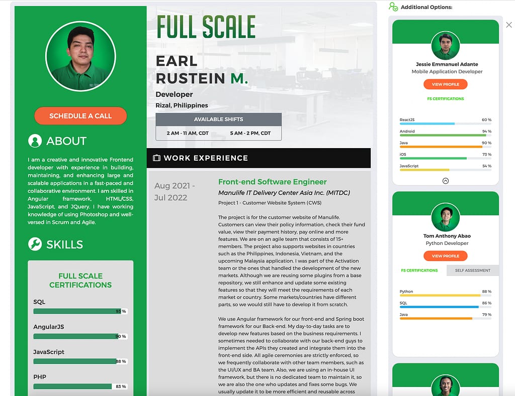 Sample of Full Scale Employee Dashboard