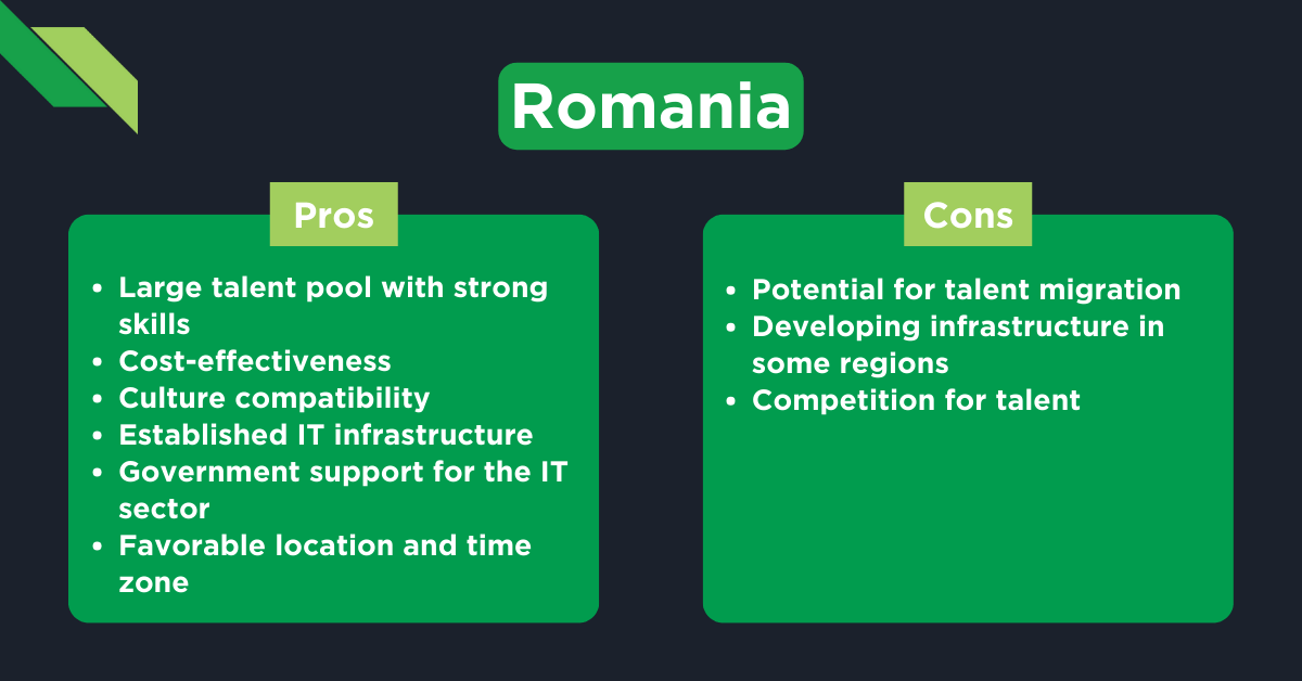 Overview of the advantages and challenges of Romania's IT sector, recognized as one of the best countries to hire software engineers.