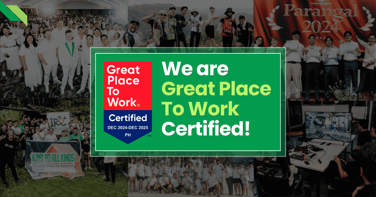 A vibrant collage of jubilant employees showcases them celebrating with a "Great Place to Work" certificate, proudly spanning December 2024 to December 2025.