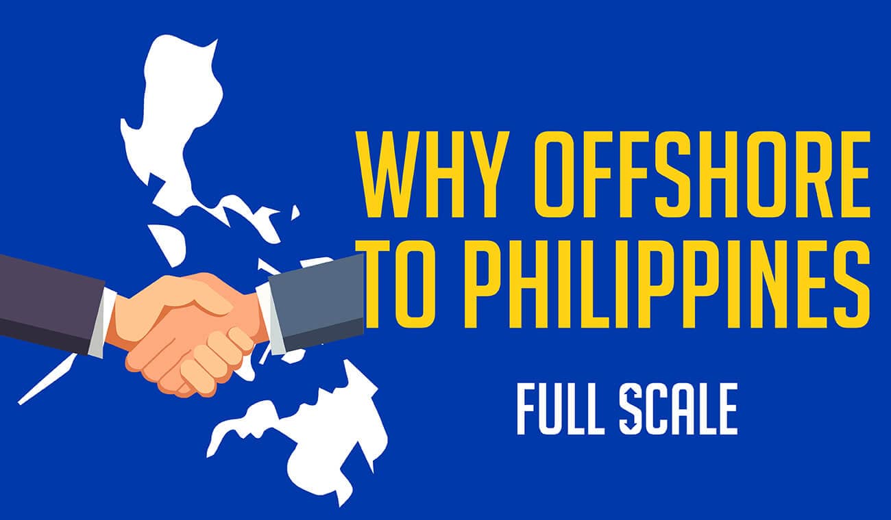 A hands shaking over an offshore business with a blue background.