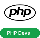 Green rectangular badge with the text "PHP Devs" in white letters.