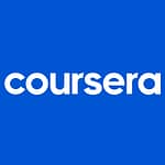 A blue background with the word "coursera" in bold white lowercase letters centered, highlighting resources for software developers.