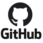 The GitHub logo features a white silhouette of a cat with a curled tail in front of a black circle, with the word "GitHub" in bold black letters below. It's an iconic symbol for resources for software developers.