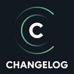 The image shows a dark background with a logo consisting of a central 'C' and concentric circles, followed by the word "CHANGELOG" in bold, white text—a key resource for software developers.