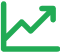 Green upward arrow on a line graph indicating growth or an increase.