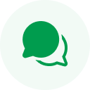 Communication A green circular icon featuring a white telephone handset, symbolizing phone communication or customer support for custom software development services.