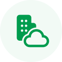 Icon of a smartphone and a cloud inside a green circle, symbolizing mobile cloud storage or connectivity, ideally suited for startup software development companies seeking seamless integration.