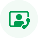 Icon of a person and phone inside a green circle, symbolizing seamless angular development outsourcing solutions.
