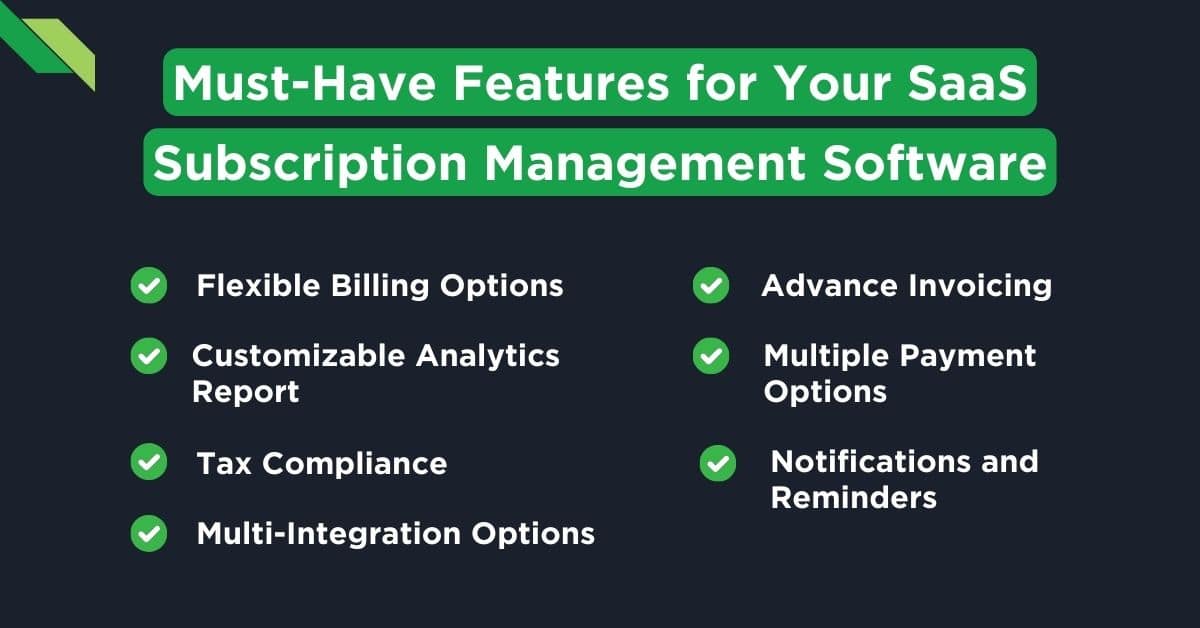 SaaS Subscription Management Software Features